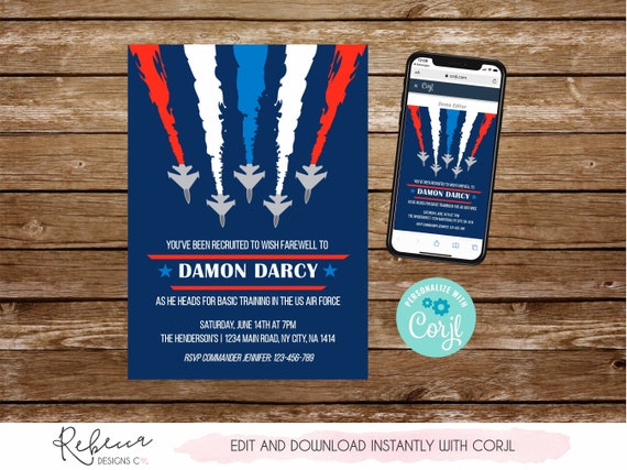 Air force invitation going away military invitation army retirement party invite basic training invitation printable plane invitation 328 Il_570xn