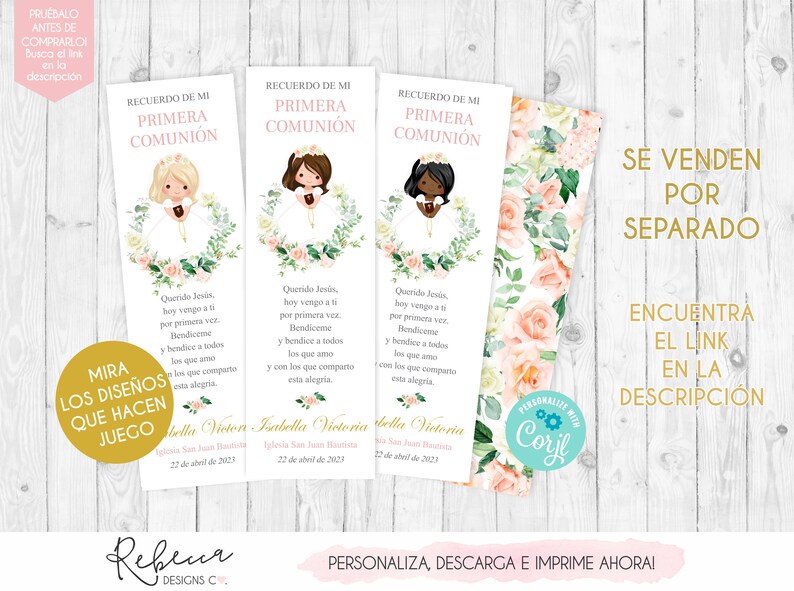 Invitacion de comunion niña imprimible fiesta primera comunion nina invitacion rosa first communion girl in spanish comunion en español image 3