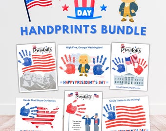 President's Day Handprint Craft Bundle Presidents Day Art Classroom Activity Daycare Activity Preschool Keepsake Worksheet Set School PreK