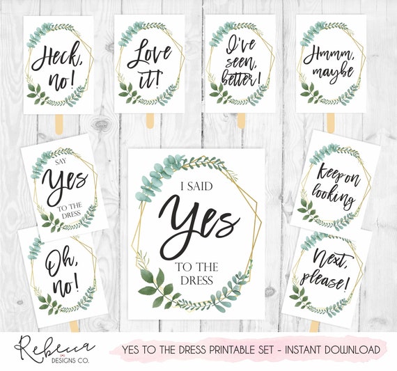 Say yes to the dress signs printable set I said yes to the dress sign wedding dress shopping bridal shower game bridal dress shopping 323 Il_570xn