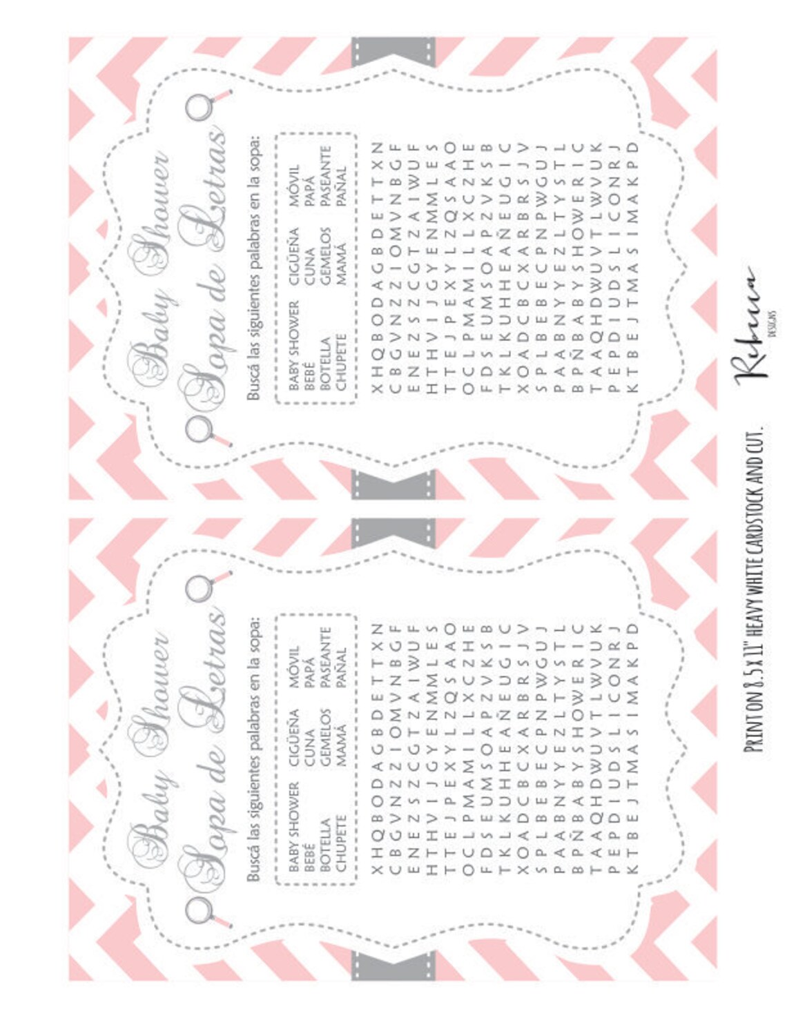 Baby shower wordsearch game in spanish baby shower in spanish Etsy