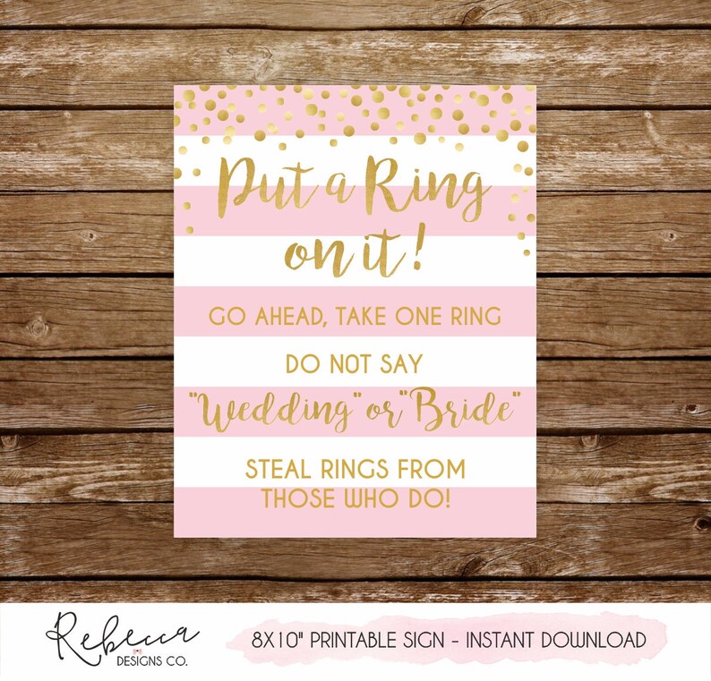 Put a Ring on It Sign Printable Bridal Shower Dont Say Bride - Etsy
