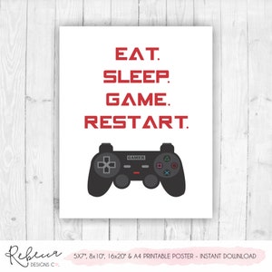 Games Room Decor Prints Printable Gamer Poster Videogame Sign - Etsy