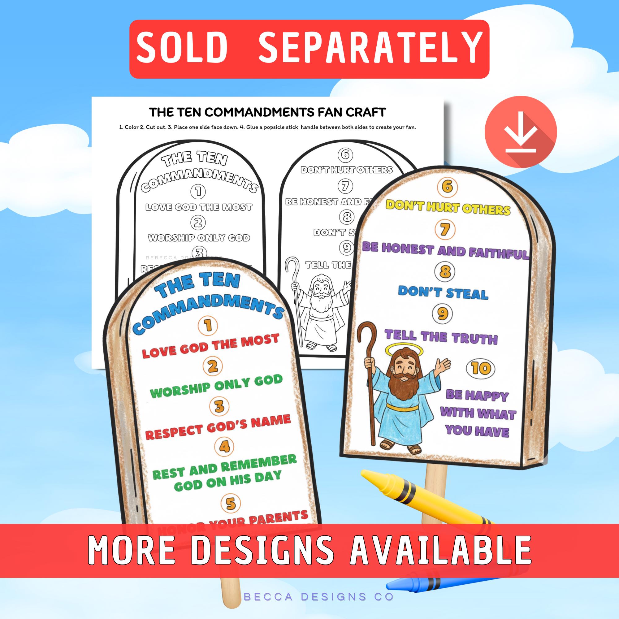 Ten Commandments Activity for Kids Coloring Page Printable Bible Lesson ...