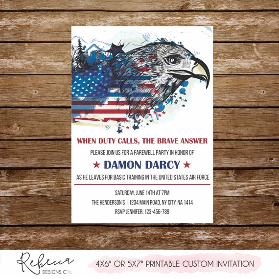 Air Force Invitation Going Away Military Invitation Army Etsy