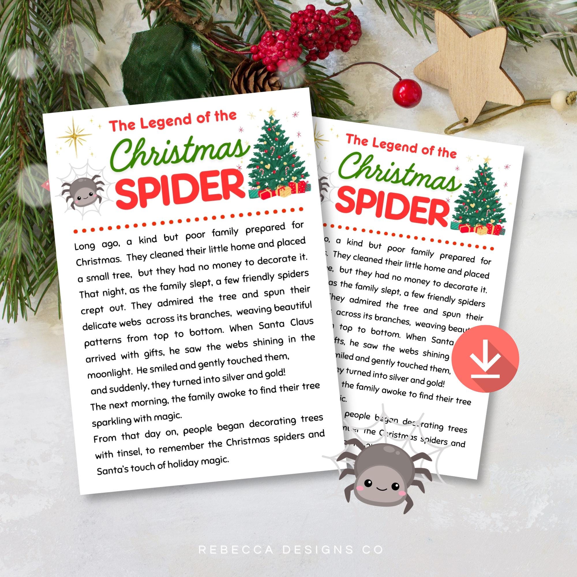 Christmas Spider Story Printable - Etsy christmas-spider-story-printable-etsy