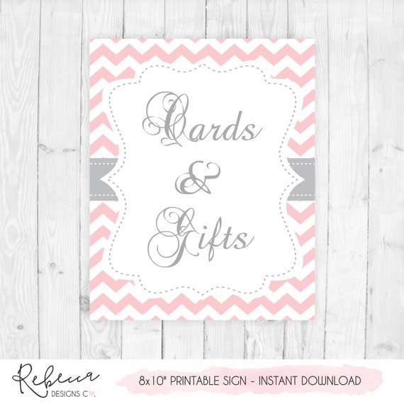 Gift table sign cards and gifts sign printable baby shower sign pink baby shower sign girl baby shower gift and cards sign pink and grey 105 Il_570xn