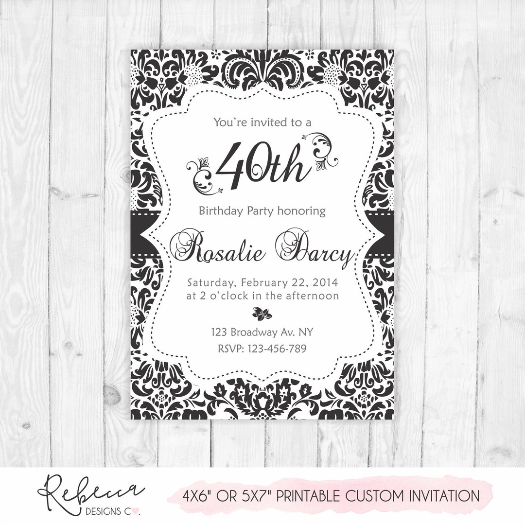 Black and White Invite Printable Black White Party Invitation - Etsy