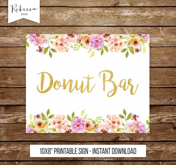 Donut bar sign wedding donuts sign wedding sign donuts wedding party signage donut bar wedding sign floral wedding party printable sign 237 Il_570xn