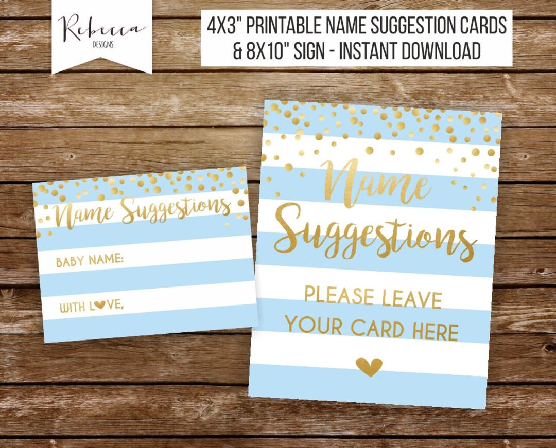 Name Suggestion Cards Baby Shower Card Printable Baby Name Suggestions