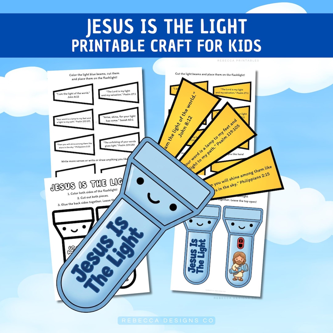 Flashlight Bible Verse Craft Jesus is the Light Kids Coloring Page ...