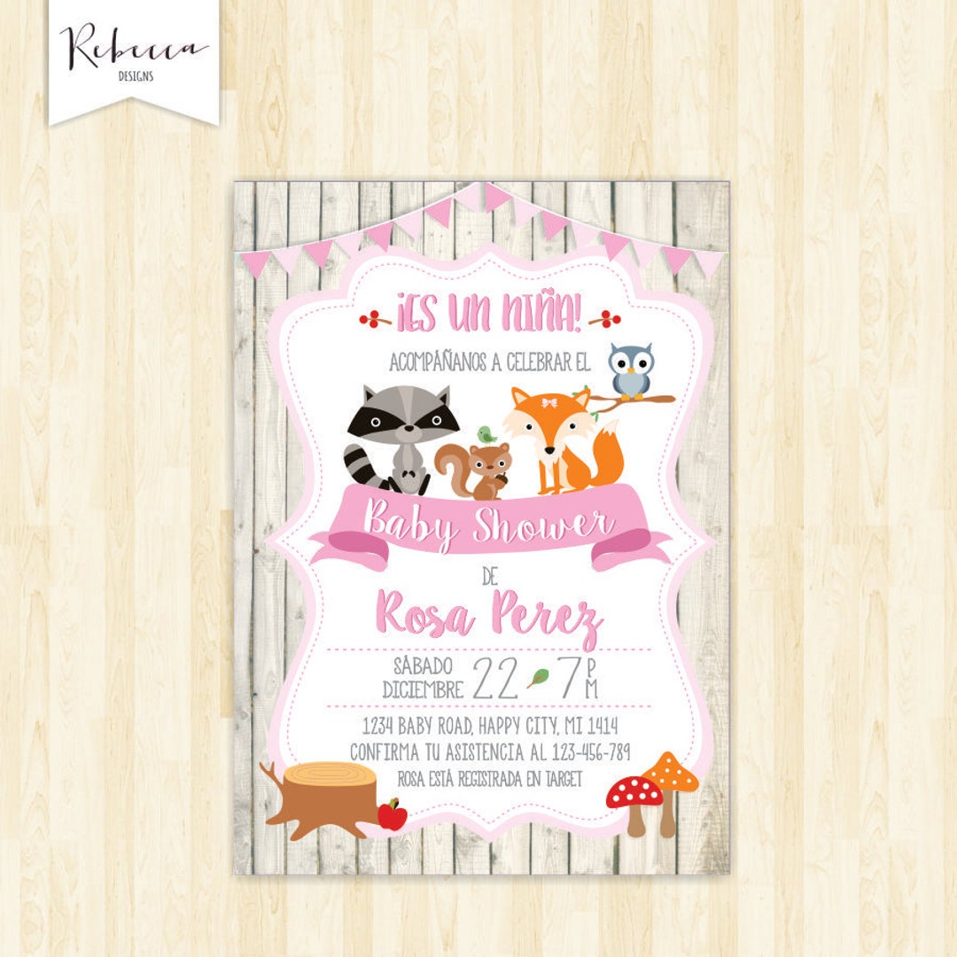 Invitacion Baby Shower Espanol Girl Baby Shower in Spanish Etsy