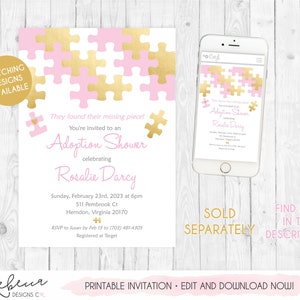 Boy Adoption Shower Invitation Foster Parents Boy Printable Adoption Party Invite Foster Shower Baby Puzzle Invite Adoption Celebration 344 image 4