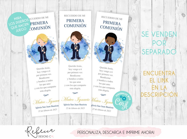 Invitacion de comunion niño azul editable primera comunion invitacion first communion boy in spanish comunion en español digital file 349 image 6