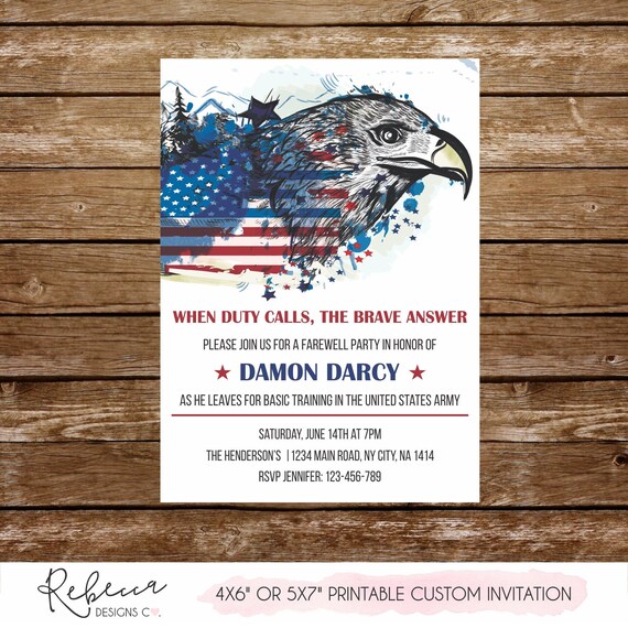 Going Away Military Invitation Deployment Party Army Going Away