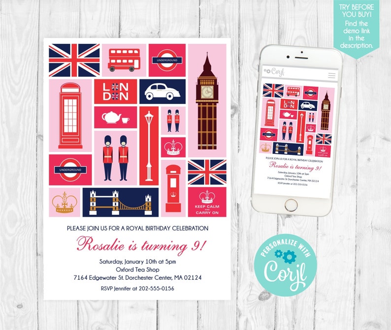 London Birthday Party Printables