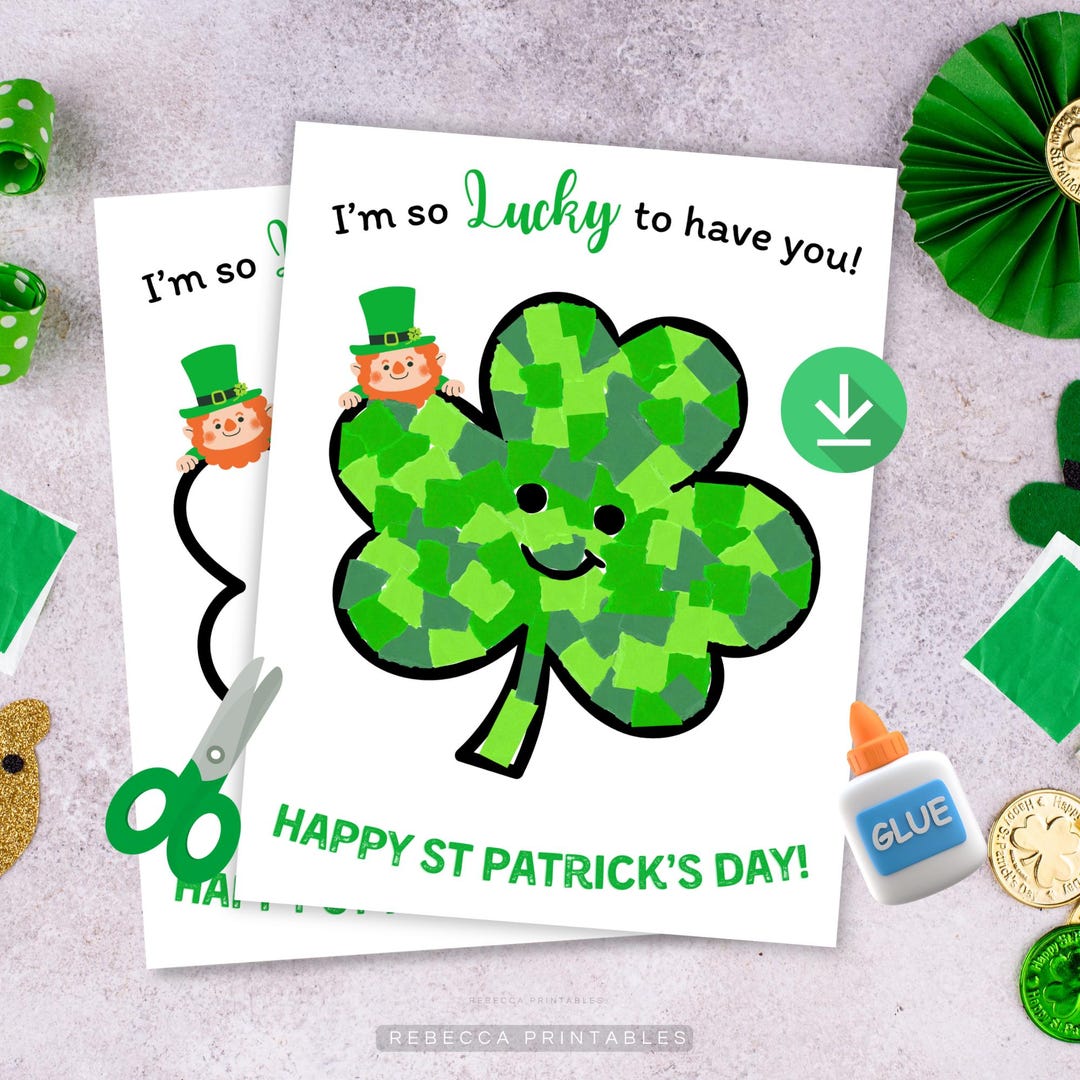 St Patrick's Day Tissue Paper Craft St Patty's Day Shamrock Tear Art St ...