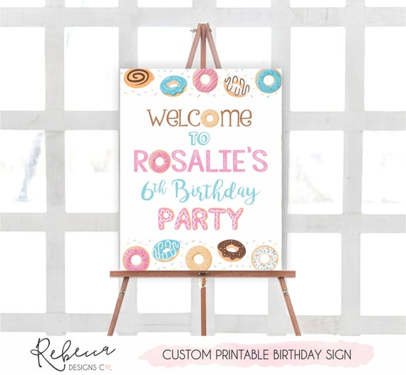 Donut welcome sign printable girl donut birthday party sign donut birthday decor donut poster donut sign boy donut themed party donuts 325 Il_570xn