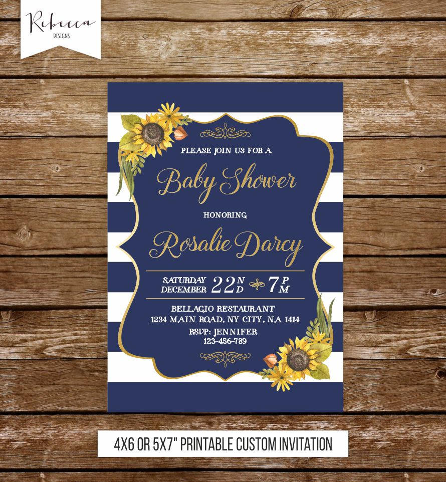 Customizable Sunflower Theme Baby Shower Invitation Printable ...