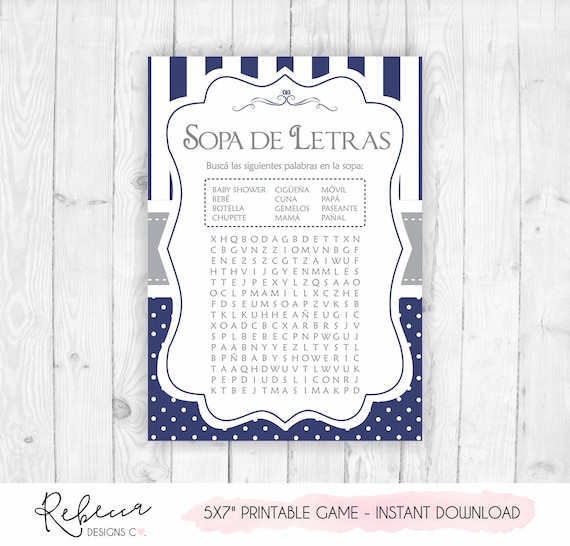 Sopa De Letra Baby Shower Invitacion Y Juegos Para Baby Shower En