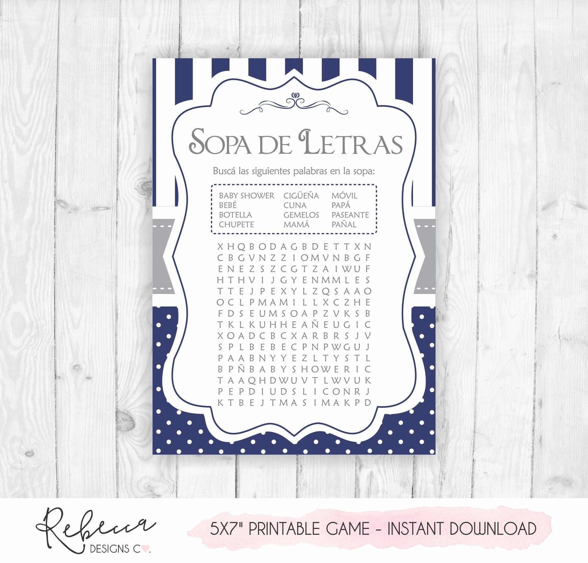 Sopa De Letras Para Baby Shower Para Imprimir En EspaÃ±ol Ouiluv