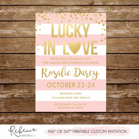 Lucky in love bridal shower invitation Atlantic city bachelorette weekend invitation Vegas bridal shower printable Casino bridal shower 251 Il_570xn