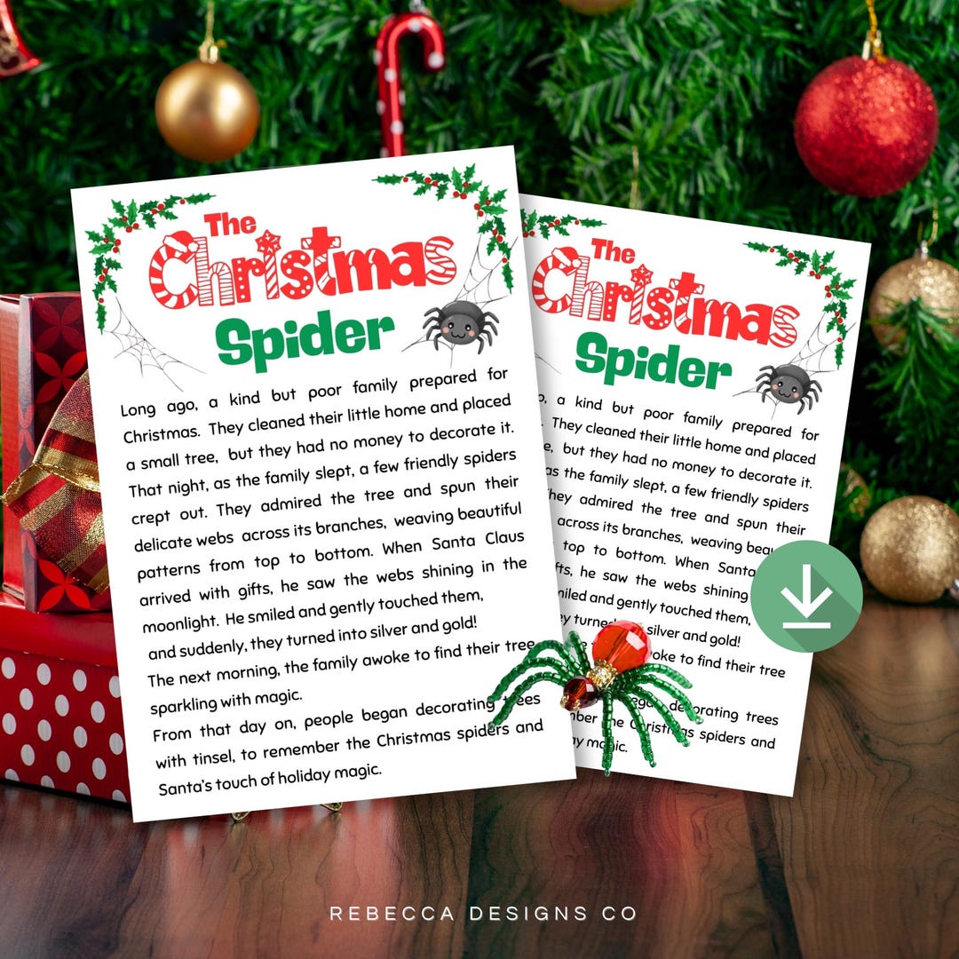 Christmas Spider Tags Printable Legend of the Christmas Spider Cards