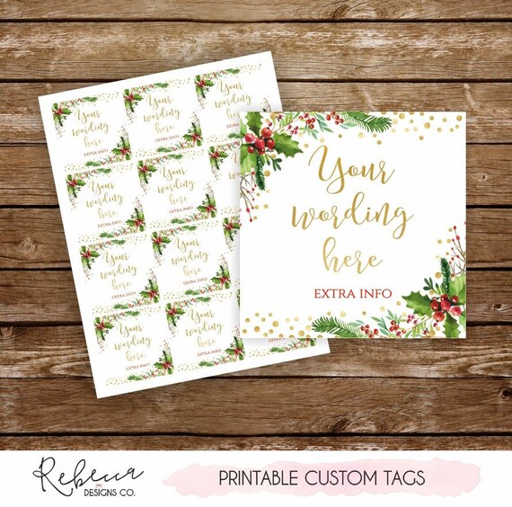 Christmas favor tags printable mistletoe tags Christmas gift tags Christmas bridal shower tags Christmas tags Christmas party tags 135 Il_570xn