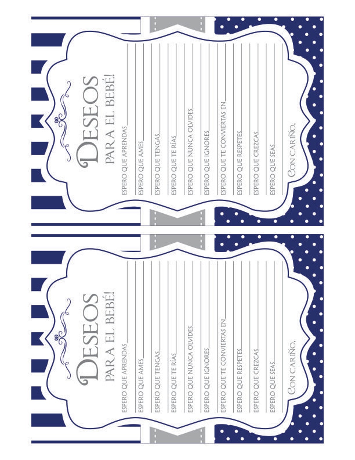 Deseos para el bebe baby shower wishes for baby in spanish Etsy