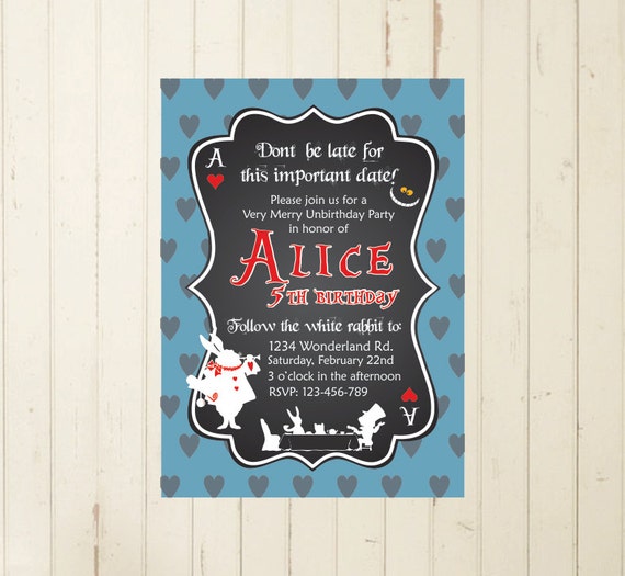 Alice In Wonderland Invitation Alice Printable Invite Alice Tea