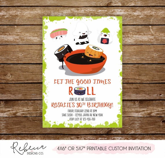 Sushi invitation Sushi birthday invitation printable Sushi party invitation Japan invitation Sushi night invitation Sushi and sake party 224 Il_570xn