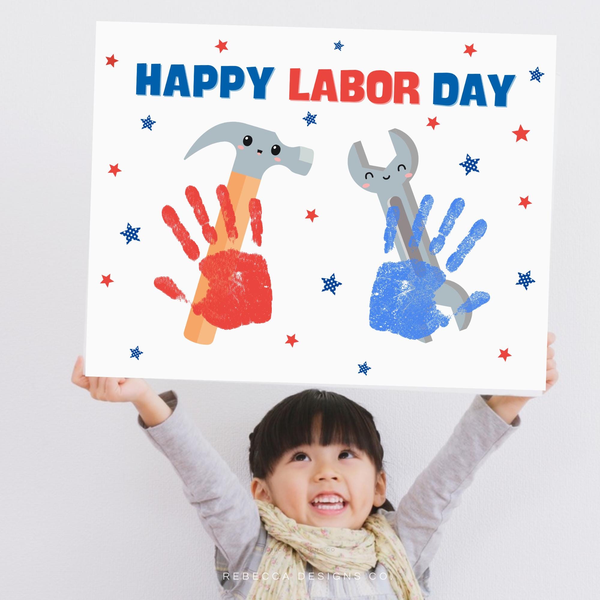 Labor Day Handprint Craft Bundle Labor Day Activity for Kids Classroom