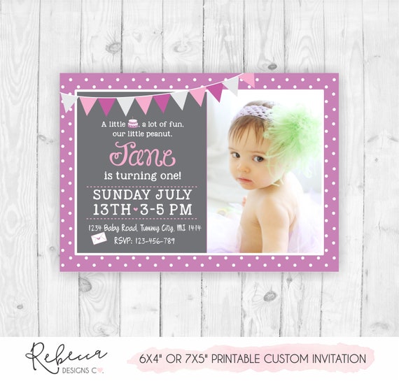 First birthday girl purple invitation lavender invitation 1st birthday one year party polka dots invitation purple birthday invitation girl Il_570xn