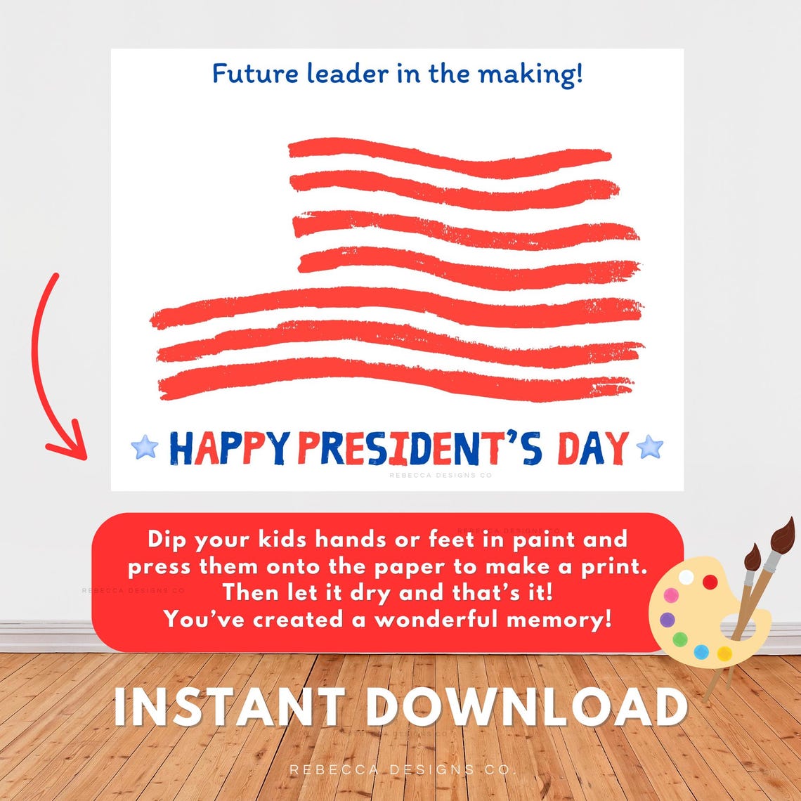 Presidents Day Handprint Craft Flag Presidents Day Activity for Kids ...
