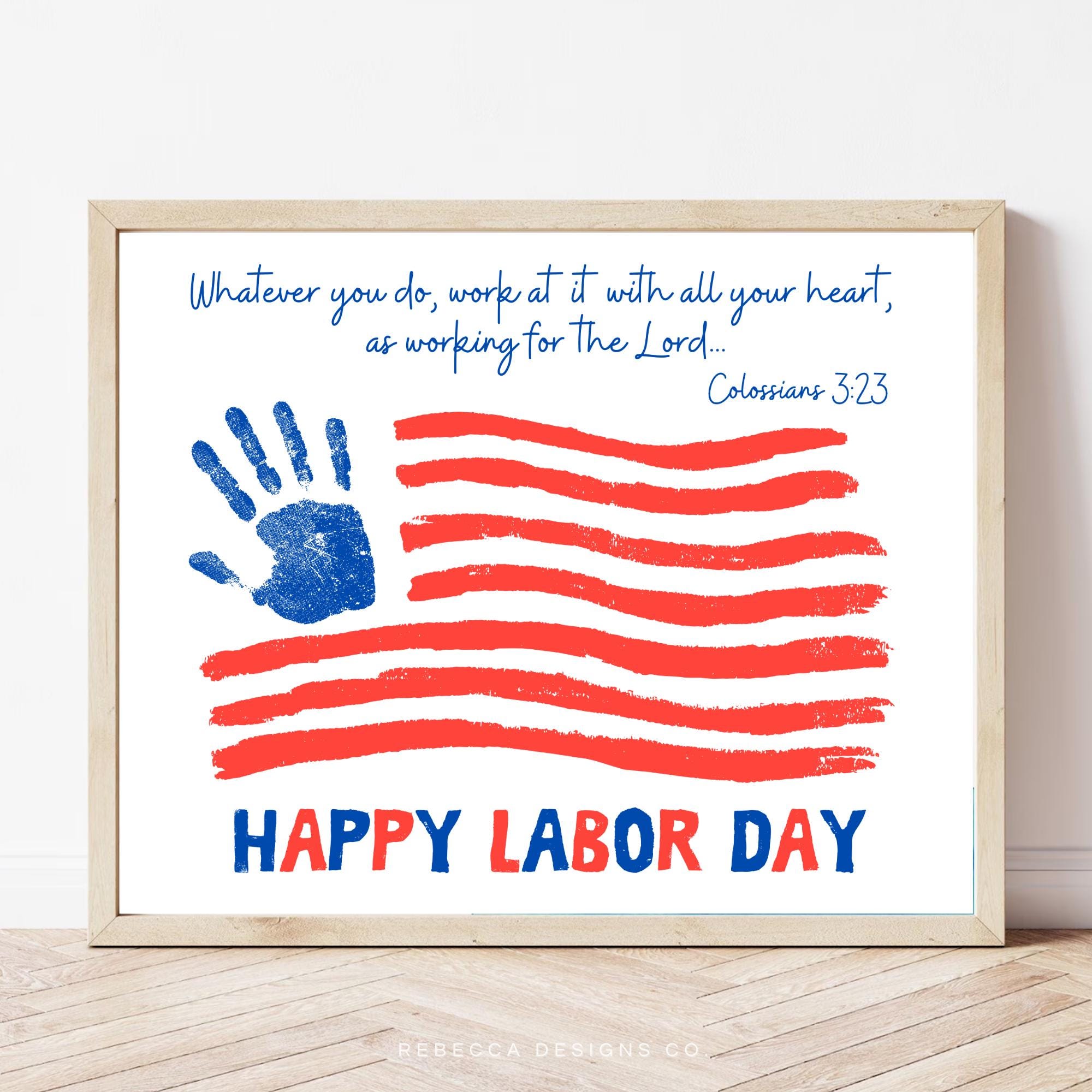 37 Easy & Fun Labor Day Crafts for Kids of All Ages 3 Christian Labor Day Handprint Craft Labor Day Activity for Kids…