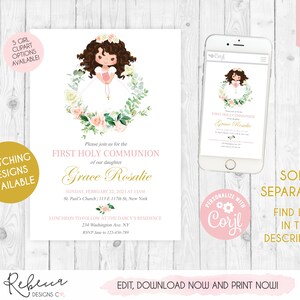 First Communion Sign Communion Decor Communion Welcome Sign Editable Welcome Sign Comunion Niña Girl First Communion Printable Template 250 image 4