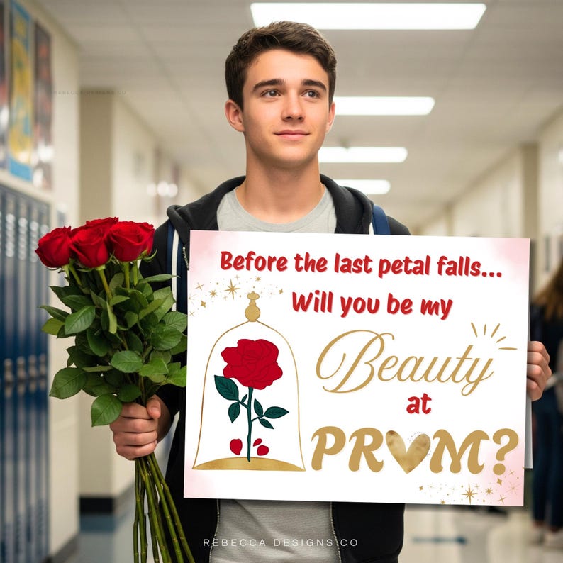 Promposal With Roses Roses Prom Sign Proposal Flowers Promposal Poster Princess Movie Prom ...