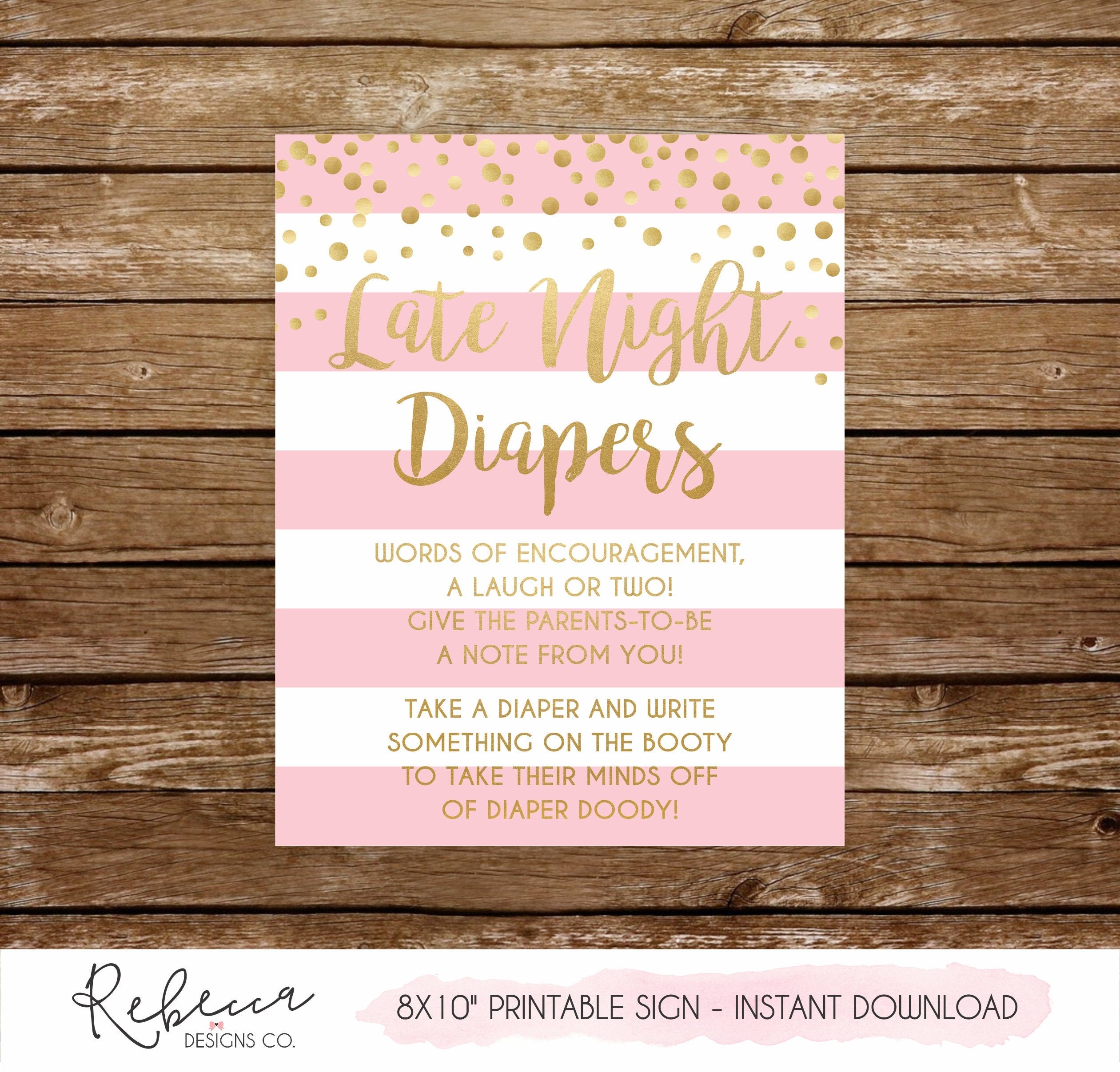 Late night diapers sign printable diaper thoughts pink and | Etsy