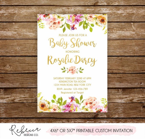 Baby Shower Girl Invitation Floral Its A Girl Baby Shower Tea Party Baby Shower Girl Invitation Floral Its A Girl Baby Shower Tea Party