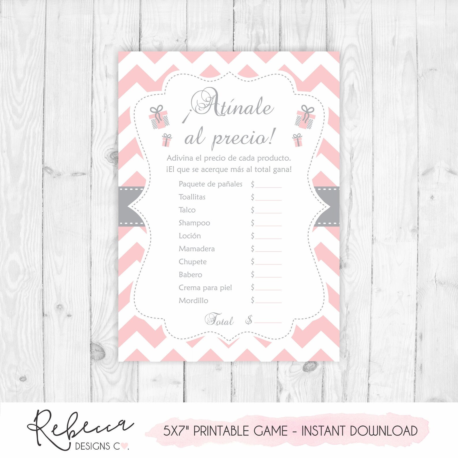 the price is right in spanish baby shower rosa game atinale al etsy