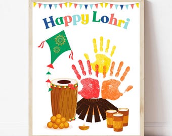 Attività artigianale Lohri Attività con le impronte delle mani Lohri Attività felice Lohri per bambini Artigianato per bambini in età prescolare Attività per celebrare Lohri Asilo nido fai da te