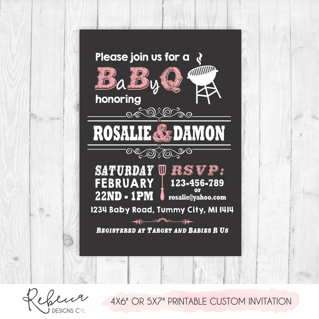 Baby Shower BBQ Invitation Girl Baby Shower Invitation Etsy