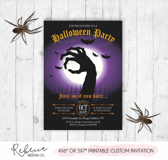 Halloween invitation printable halloween invite halloween zombie invitation zombie halloween birthday zombie adult halloween party 133 Il_570xn