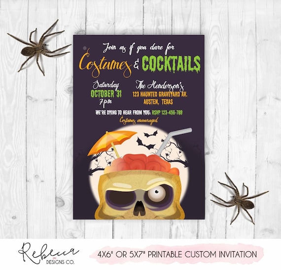 Costumes and Cocktails Halloween Invitation Printable | Etsy