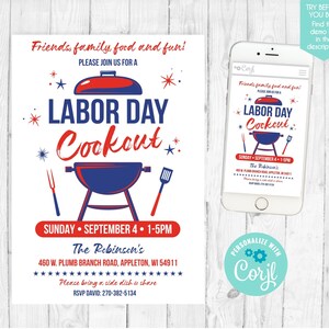 Labor Day Cookout Invitation Labor Day BBQ Invitation Template Labor Day Party Labor Day Invite Labor Day Birthday Labor Day Printable Flyer image 2