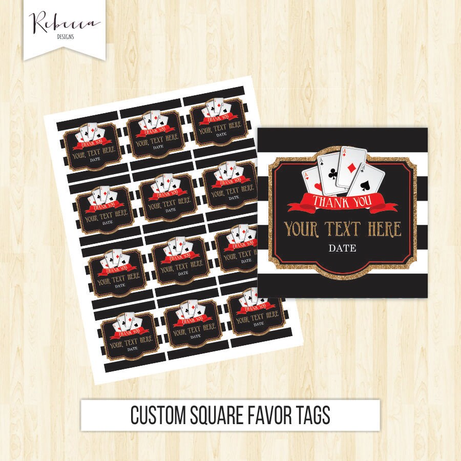 Casino favor tags poker favor tags printable casino party las | Etsy