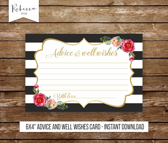 Advice card advice and well wishes card printable card wedding advice ...