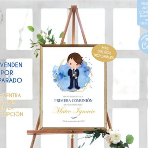 Cartel Primera Comunion Editable Bienvenida Primera Comunion De Niño Invitacion Comunion Nino Decoracion Sign Boy Communion In Spanish 349 image 5