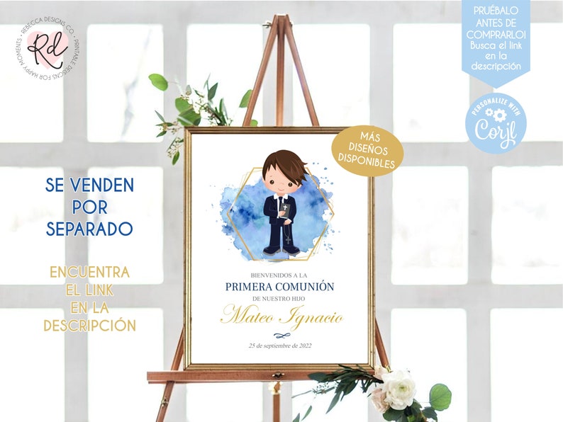 Cartel Primera Comunion Editable Bienvenida Primera Comunion De Niño Invitacion Comunion Nino Decoracion Sign Boy Communion In Spanish 349 image 5