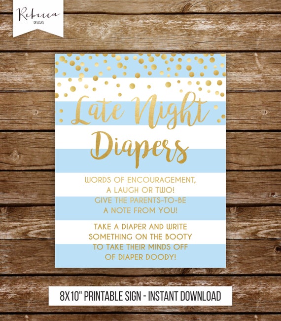 Diaper Thoughts Sign Late Night Diapers Sign Printable Boy Baby